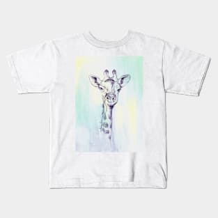 Watercolor and Ink Giraffe Kids T-Shirt